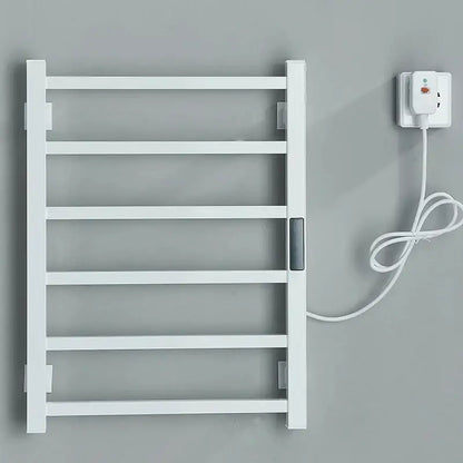 Modern black electric towel warmer with digital display for bathroom
