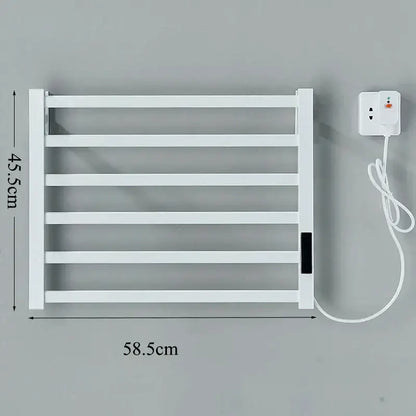 Modern black electric towel warmer with digital display for bathroom