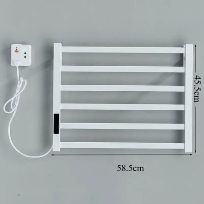 Modern black electric towel warmer with digital display for bathroom
