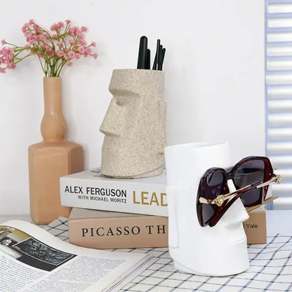 Modern black face desktop organizer bedroom resin statue holder