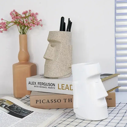 Modern black face desktop organizer bedroom resin statue holder