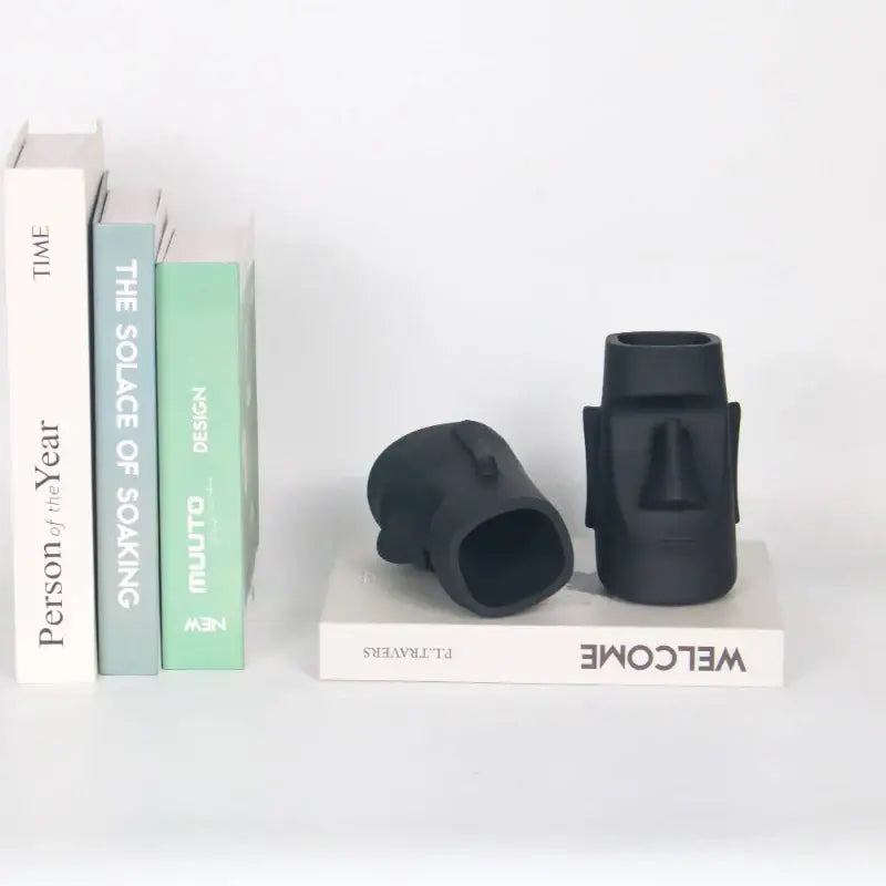 Modern black face desktop organizer bedroom resin statue holder