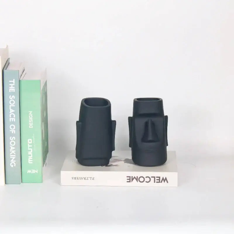 Modern black face desktop organizer bedroom resin statue holder