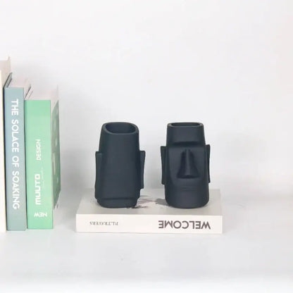 Modern black face desktop organizer bedroom resin statue holder