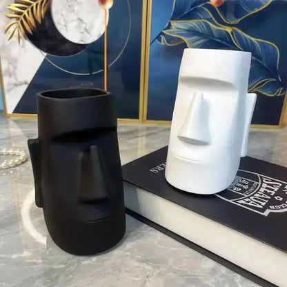 Modern black face desktop organizer bedroom resin statue holder