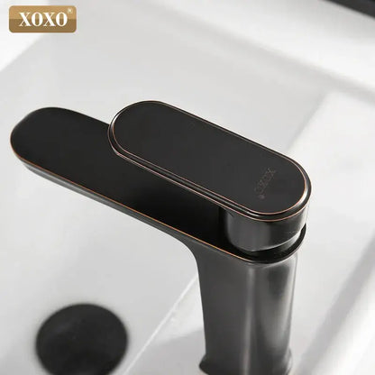 Modern black finish brass basin faucet bathroom hot cold water mixer