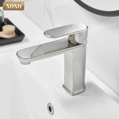 Modern black finish brass basin faucet bathroom hot cold water mixer