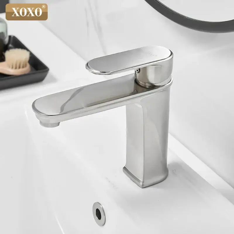 Modern black finish brass basin faucet bathroom hot cold water mixer