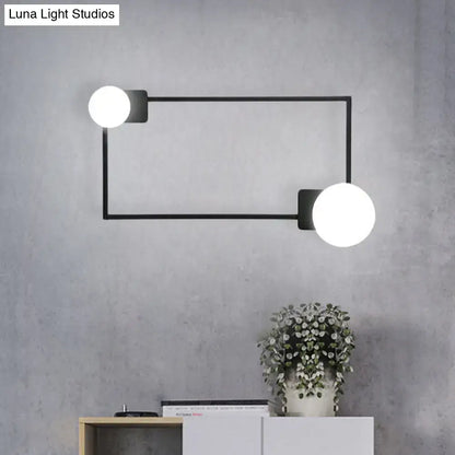 Modern black finish rectangle wall sconce bedroom glass globe light