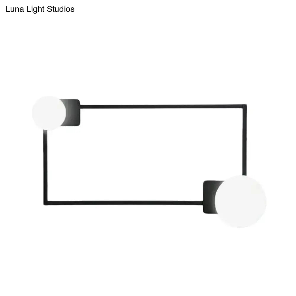 Modern black finish rectangle wall sconce bedroom glass globe light