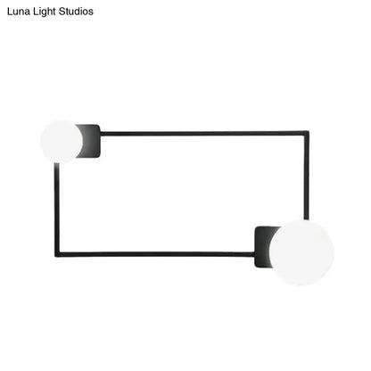 Modern black finish rectangle wall sconce bedroom glass globe light