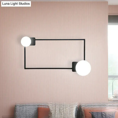 Modern black finish rectangle wall sconce bedroom glass globe light