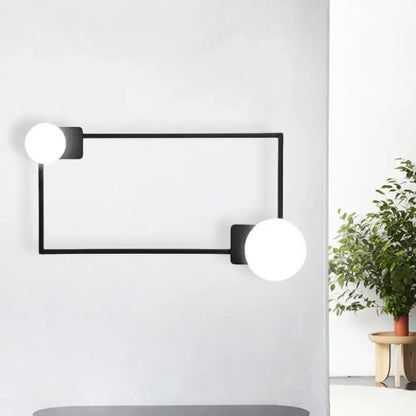 Modern black finish rectangle wall sconce bedroom glass globe light