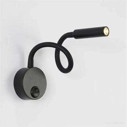 Modern black flexible gooseneck led wall sconces bedroom reading light