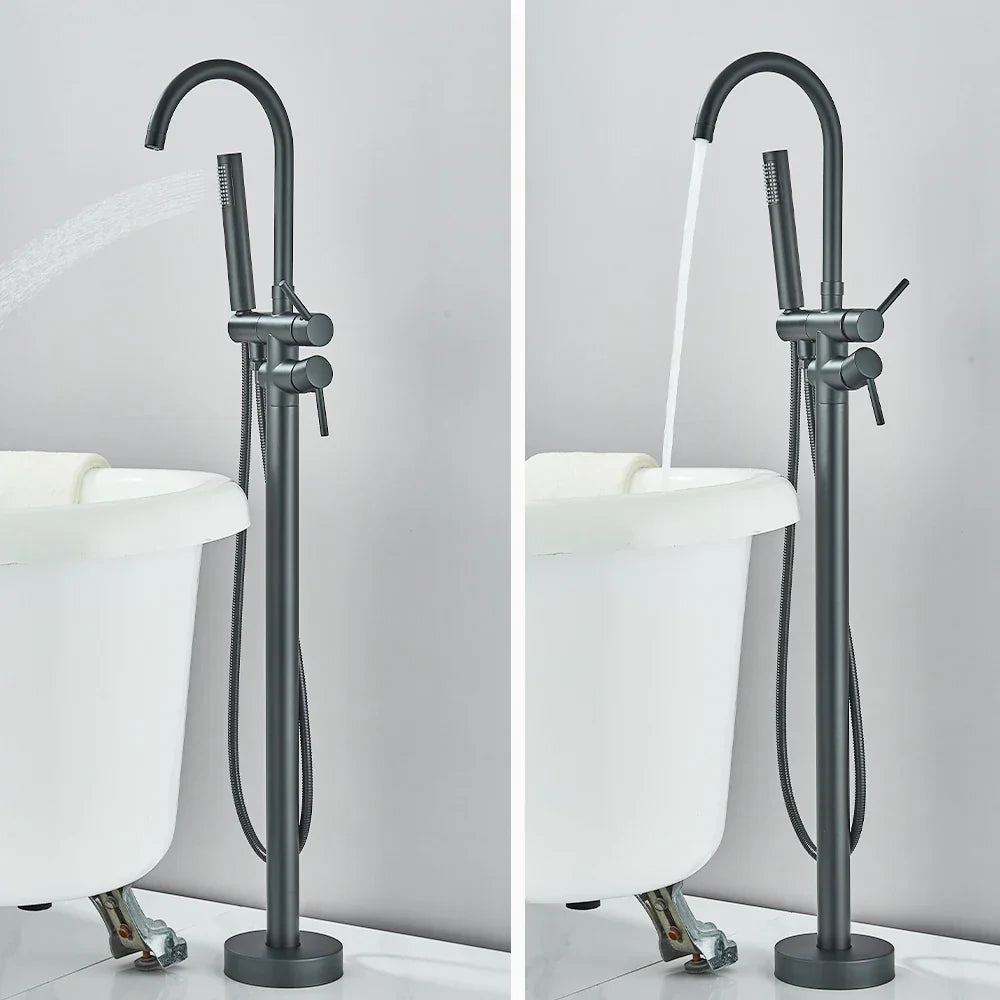 DecorBites™ Modern Black Floor Mounted Tub Faucet