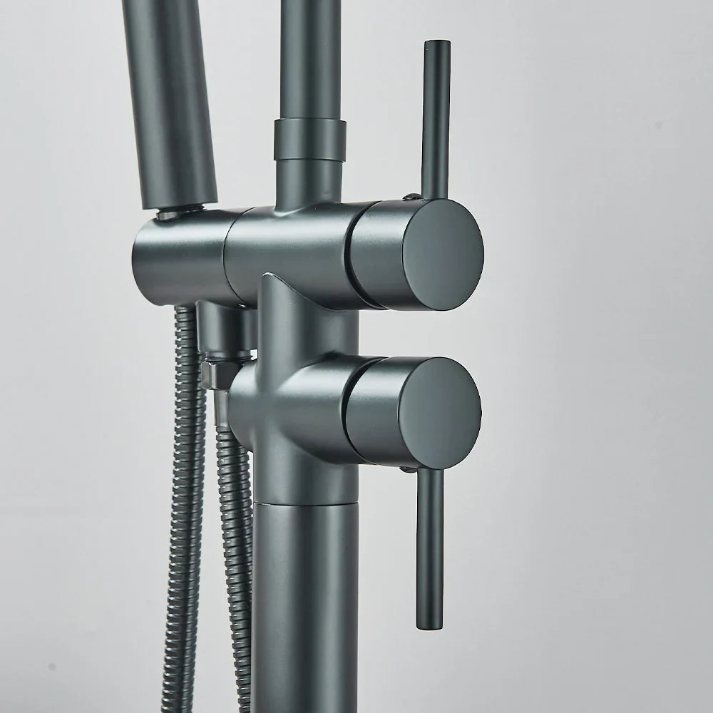 DecorBites™ Modern Black Floor Mounted Tub Faucet