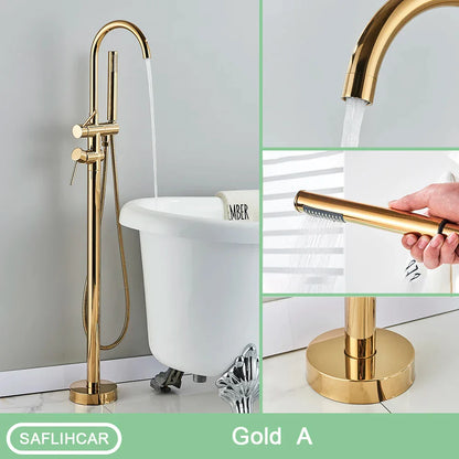 DecorBites™ Modern Black Floor Mounted Tub Faucet