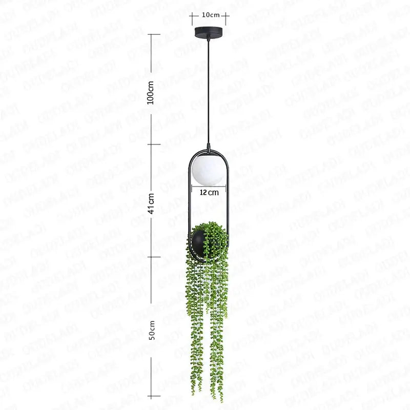 Modern black flower pot pendant light dining room planter decor