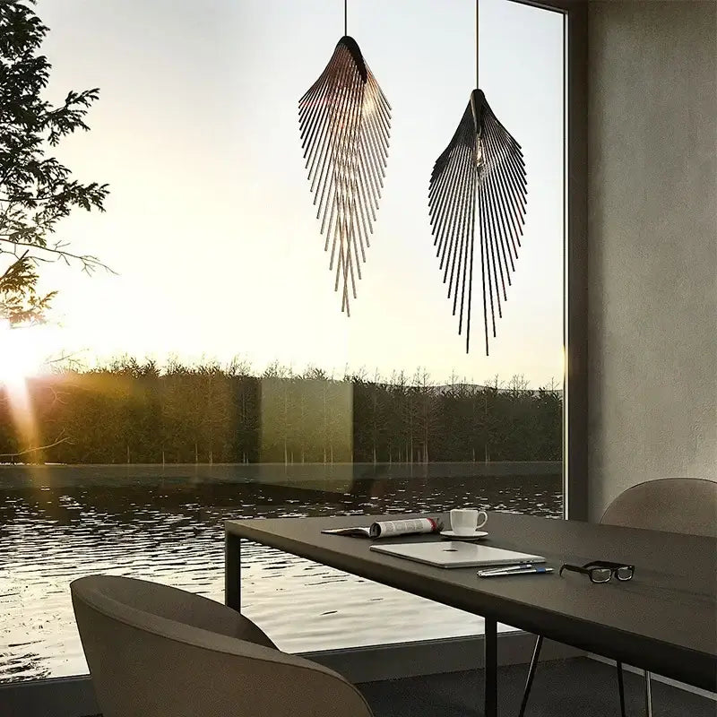 Modern black flying wing shape pendant lights for living room