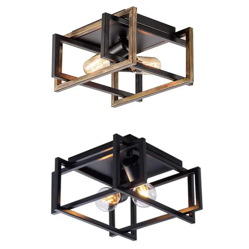 Modern black geometric ceiling chandelier for living room