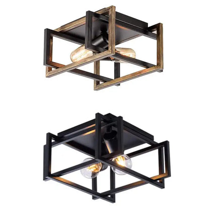 Modern black geometric ceiling chandelier for living room