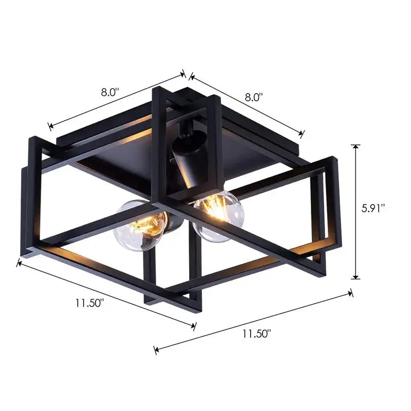 Modern black geometric ceiling chandelier for living room