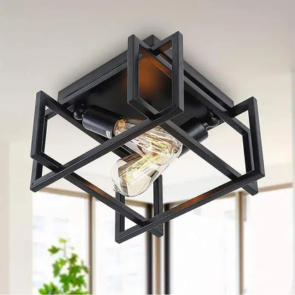 Modern black geometric ceiling chandelier for living room