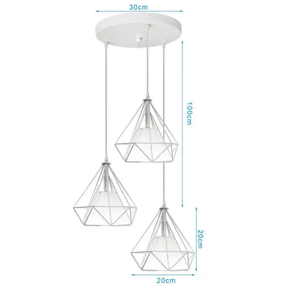 Modern black geometric diamond pendant lights trio for kitchen