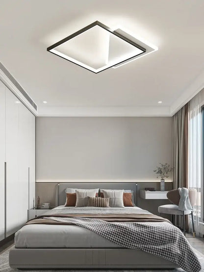 Modern black geometric led ceiling lamp for bedroom