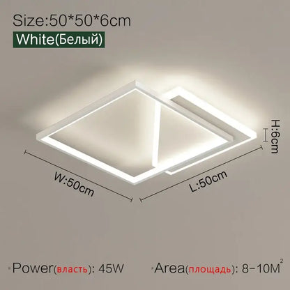 Modern black geometric led ceiling lamp for bedroom