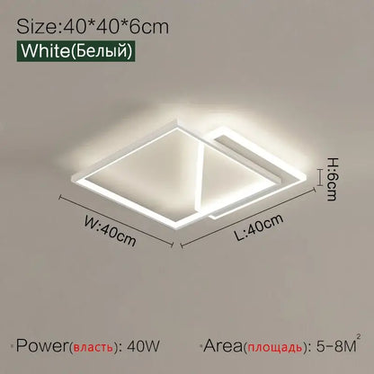 Modern black geometric led ceiling lamp for bedroom