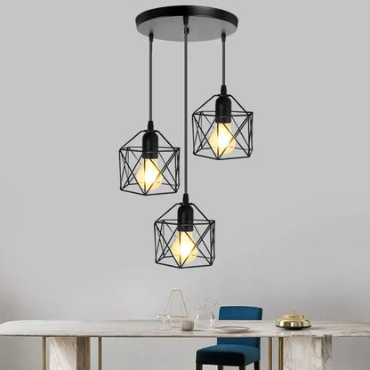 Modern black geometric led ceiling lamp kitchen pendant light