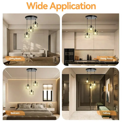 Modern black geometric led ceiling lamp kitchen pendant light