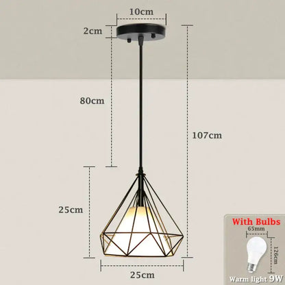 Modern black geometric led ceiling lamp kitchen pendant light