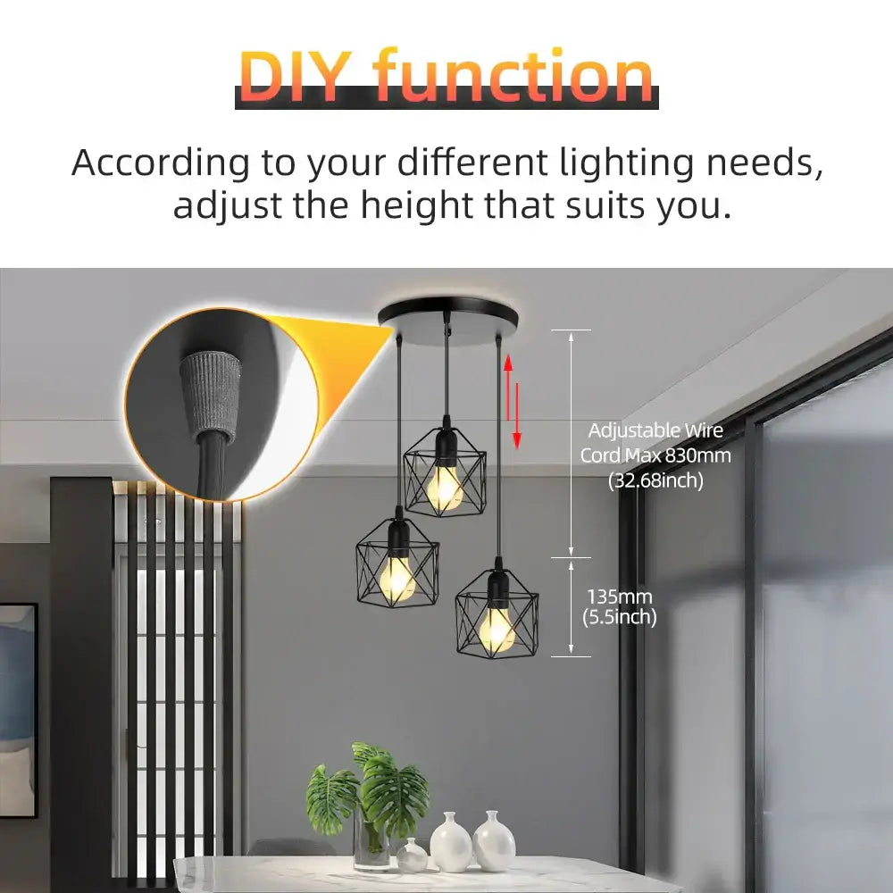 Modern black geometric led ceiling lamp kitchen pendant light