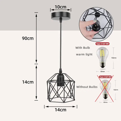 Modern black geometric led ceiling lamp kitchen pendant light