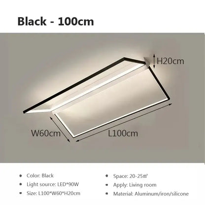 Modern black geometric led ceiling lights for living room illumination