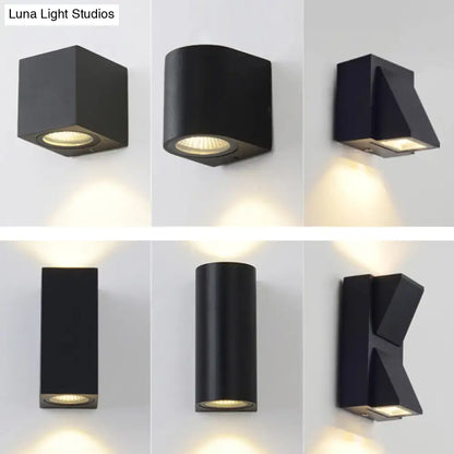 Modern black geometric led outdoor wall mount – patio sconce light