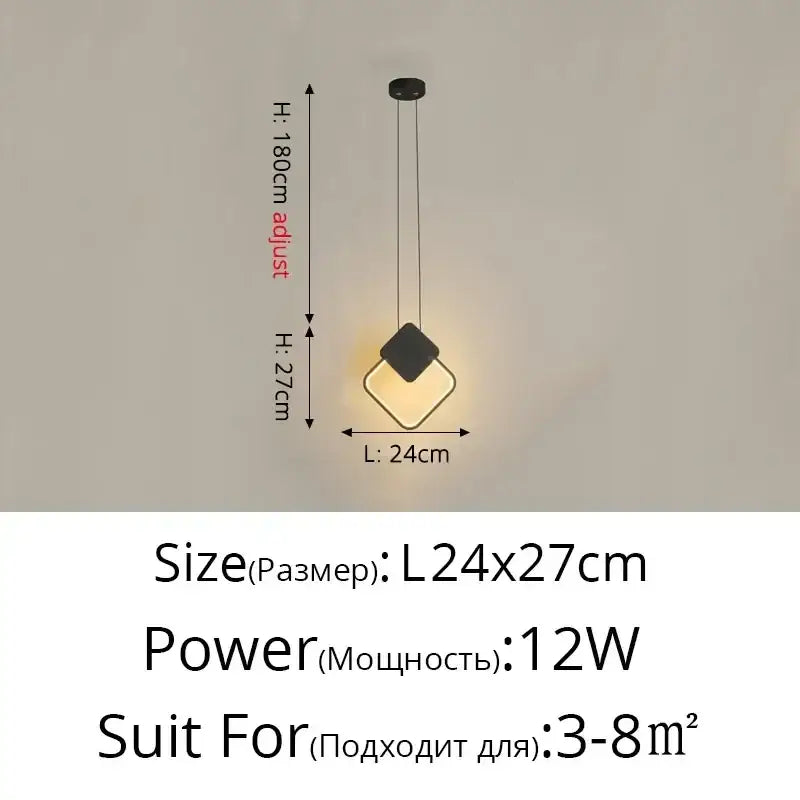 Modern black geometric led pendant light for living room