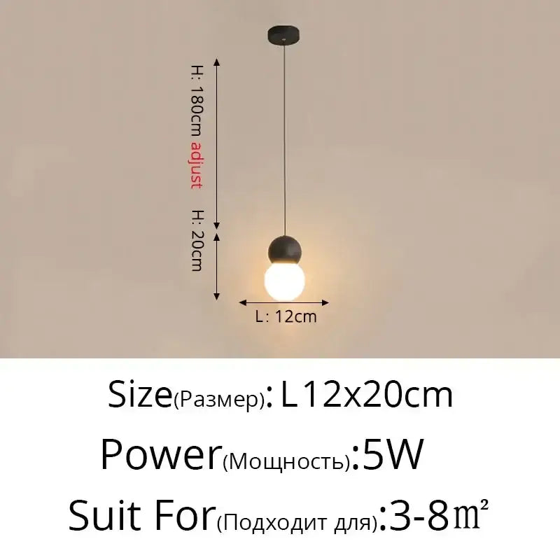Modern black geometric led pendant light for living room