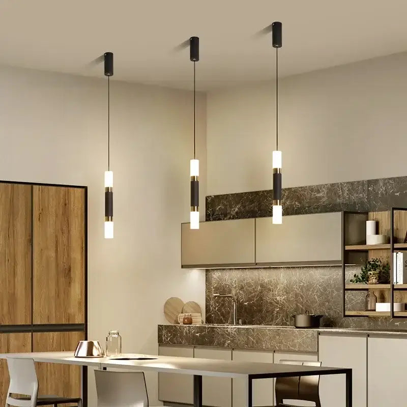 Modern black geometric led pendant light for living room