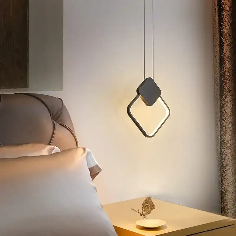 Modern black geometric led pendant light for living room