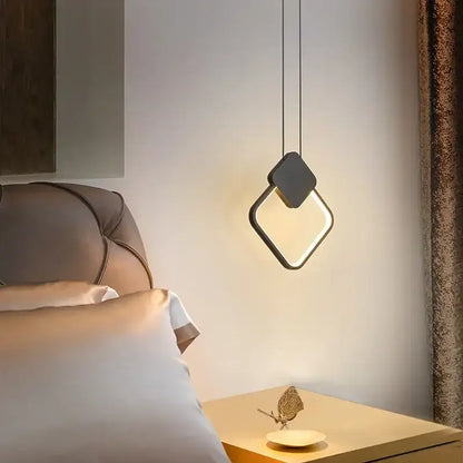 Modern black geometric led pendant light for living room