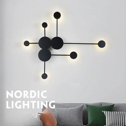 Modern black geometric led wall lamp bedroom minimalist sconce