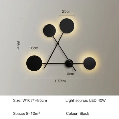 Modern black geometric led wall lamp living room sconce
