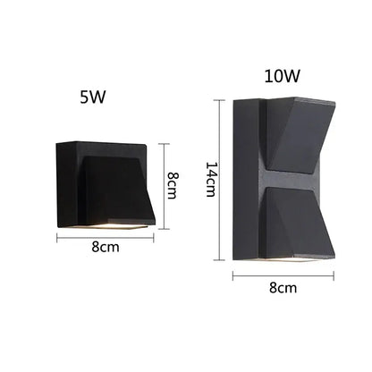 Modern black geometric led wall lamps garden outdoor sconce