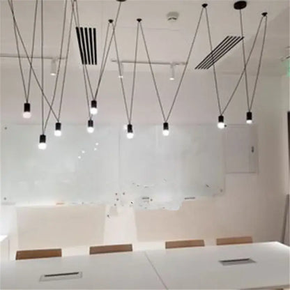 Modern black geometric led wire pendant light office chandelier