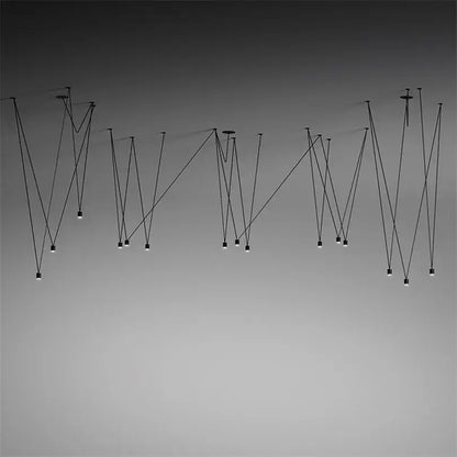 Modern black geometric led wire pendant light office chandelier