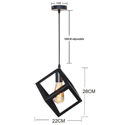 Modern black geometric pendant light – kitchen island 3-light cube