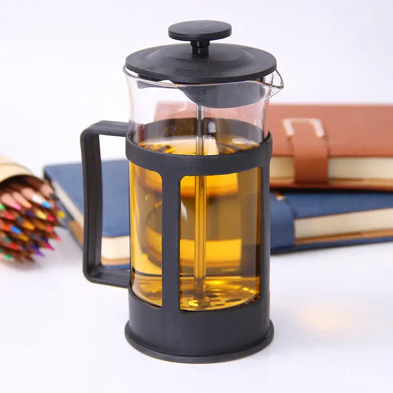 Modern black glass 350ml plastic coffee french press kitchen tool